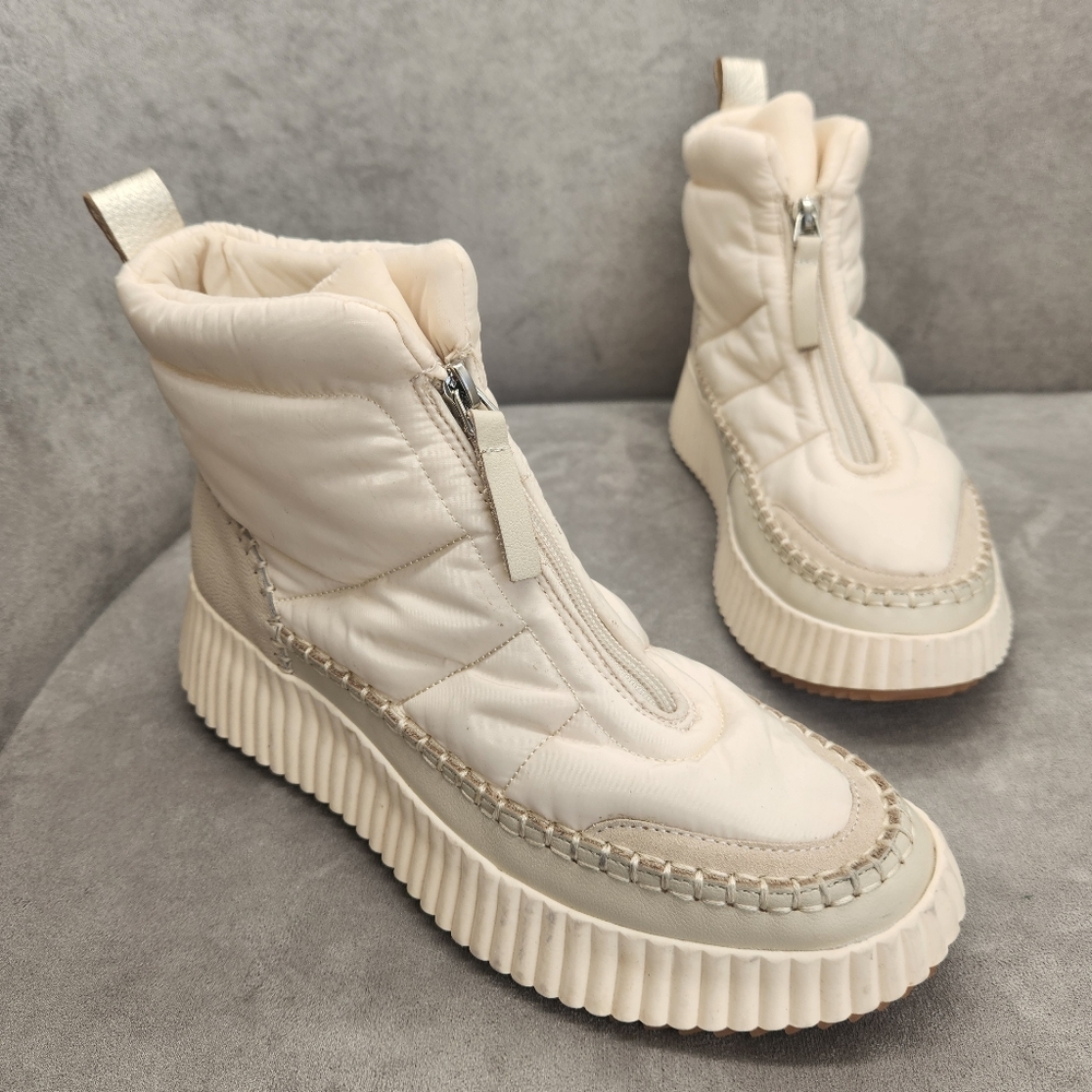 Dolce Vita Sneakers 10 White Quilted Puffer Devlin High Top Front Zip New $145